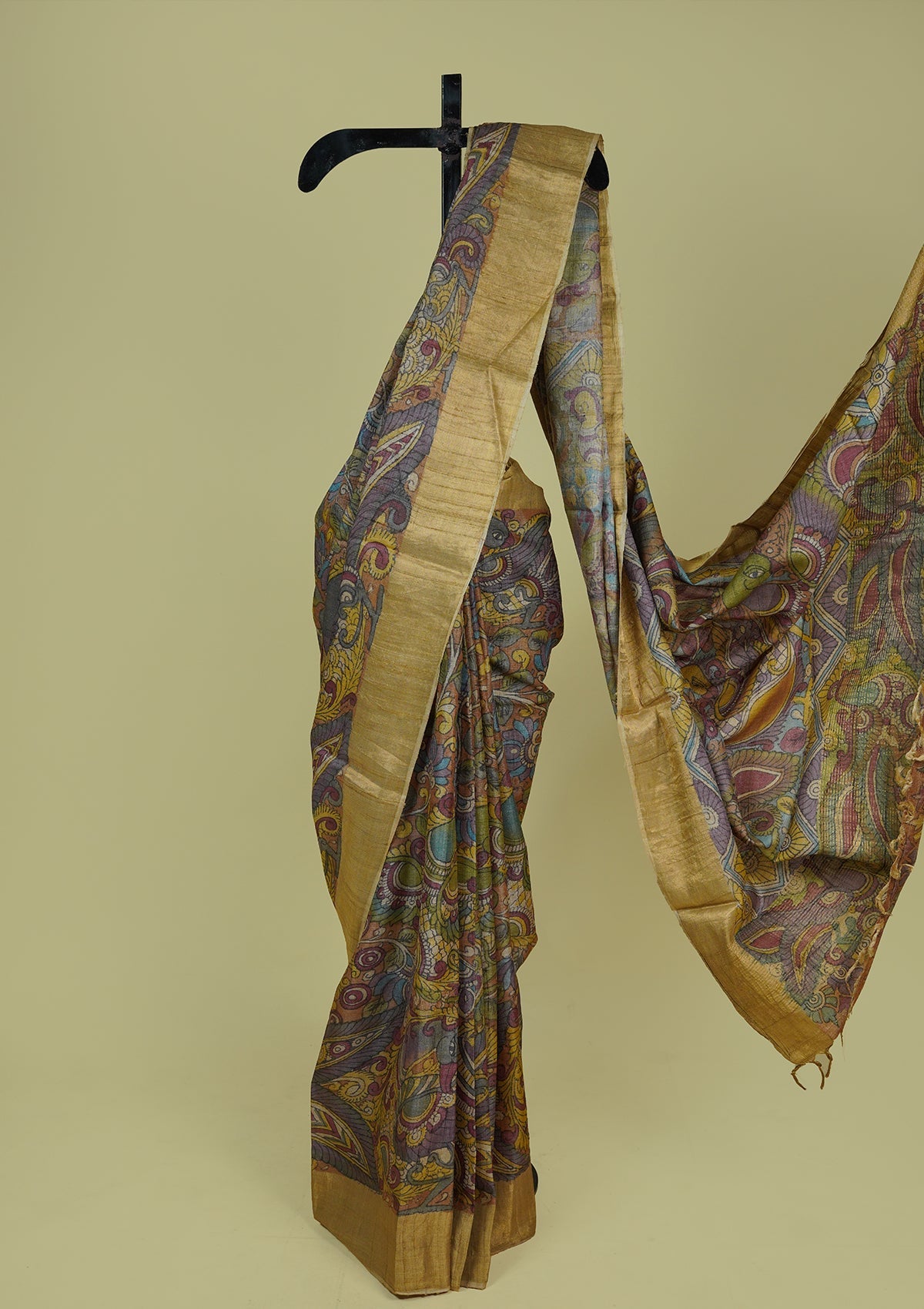 Handwoven Kalamkari Tussar Silk Saree