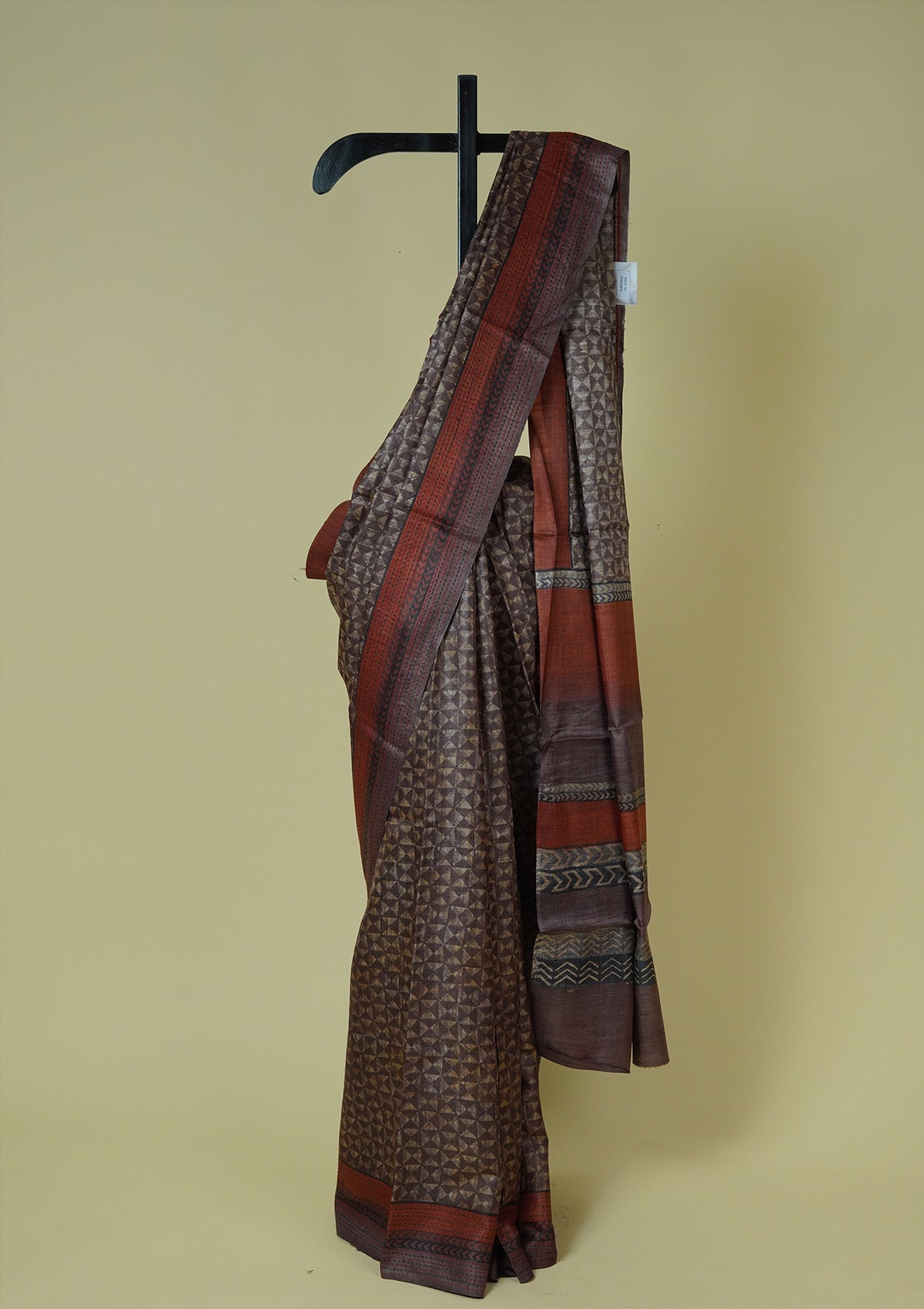 Handwoven Printed Mud Tussar Silk Saree