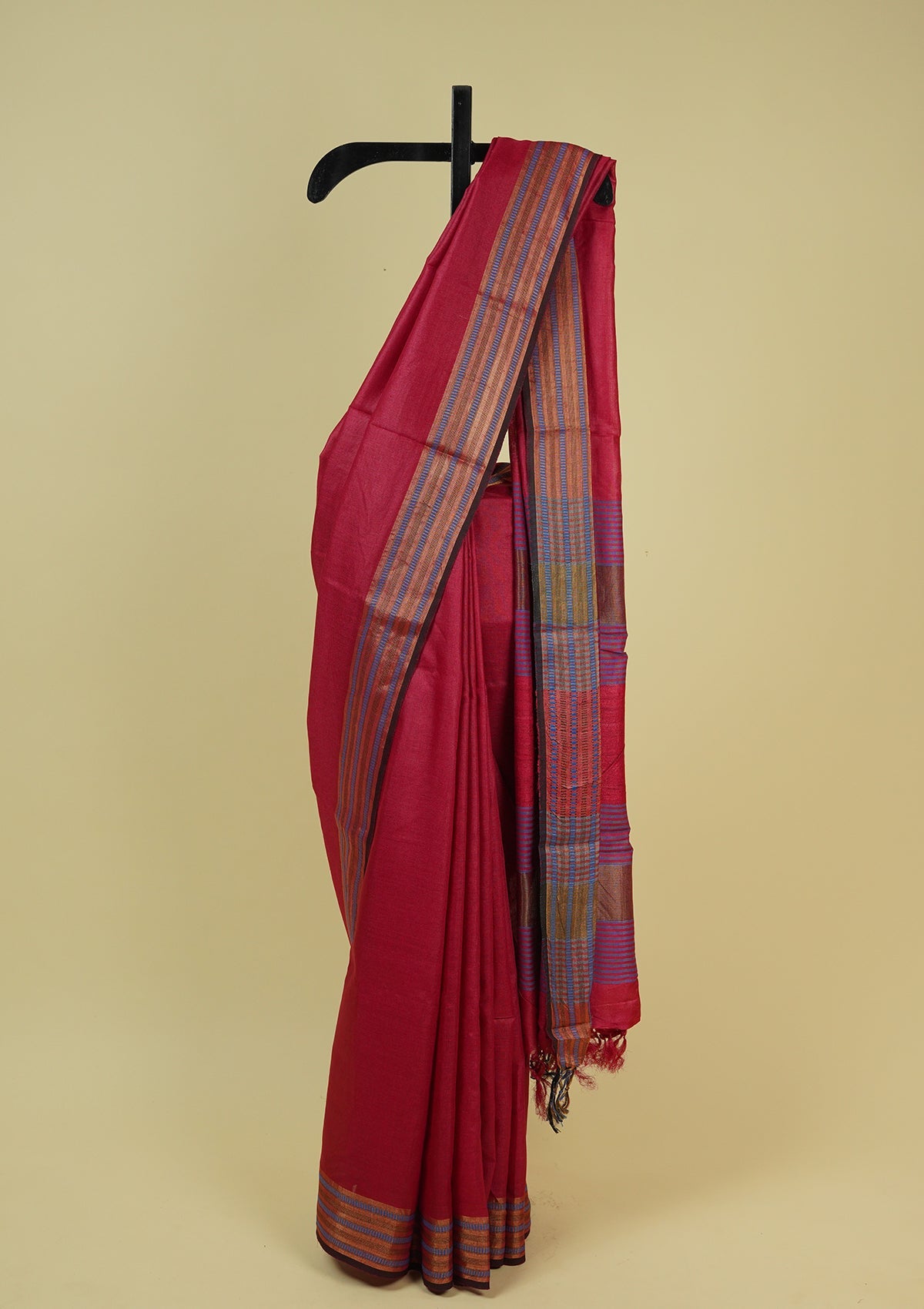 Handwoven Red Tussar Silk Saree