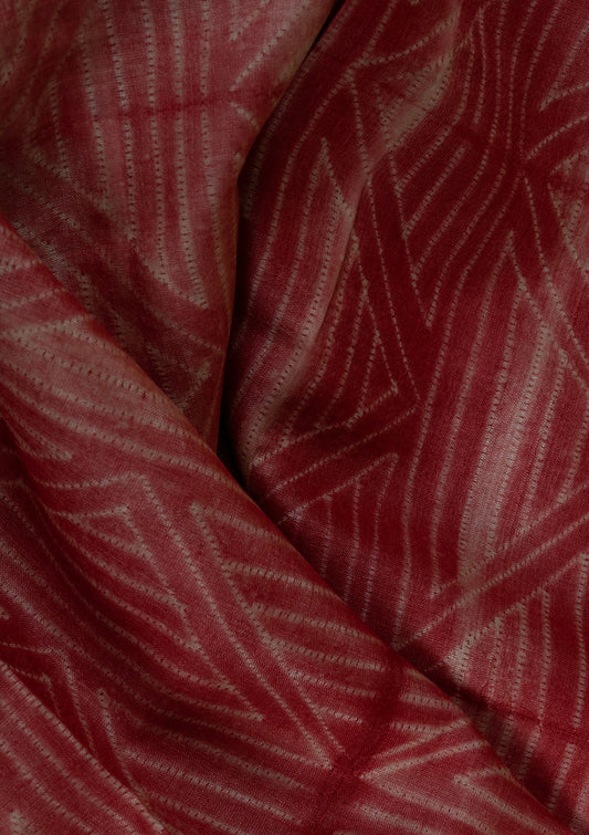 Handwoven Pale Red Shibori Fabric