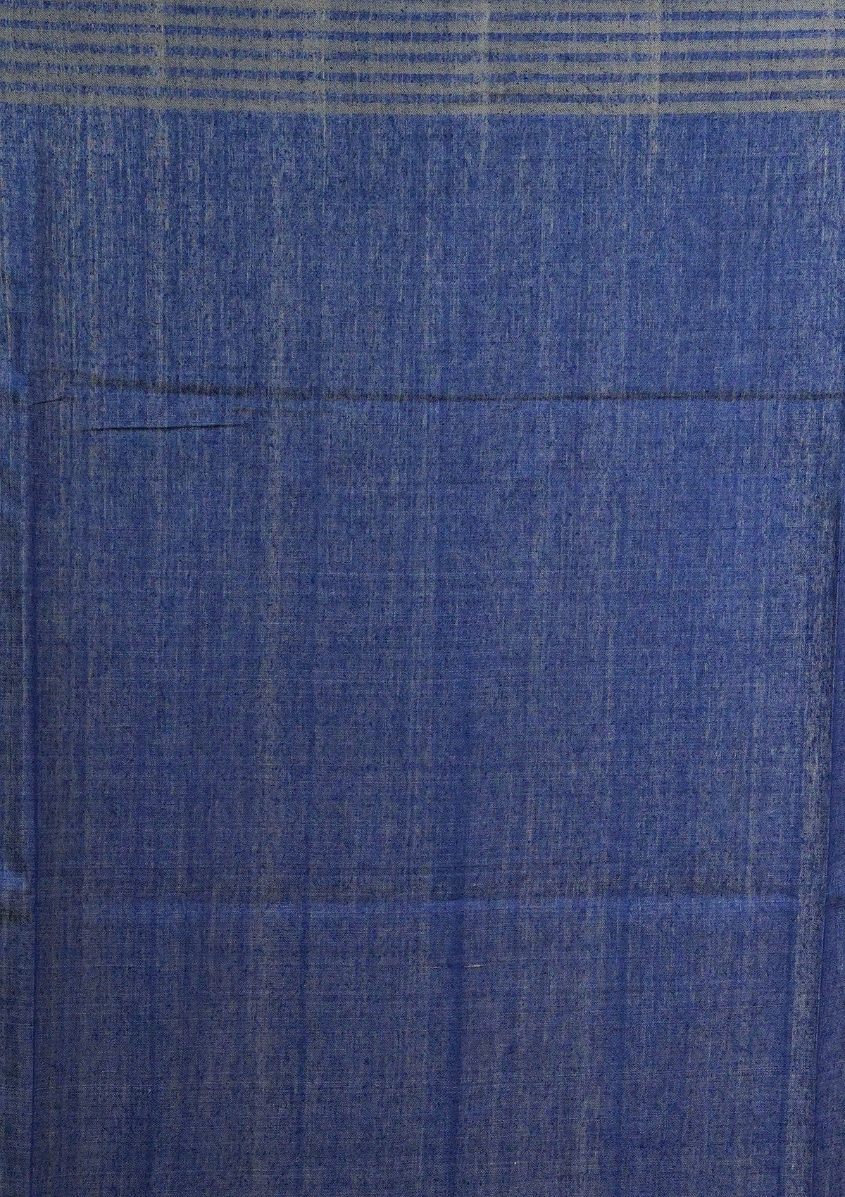 Handwoven Beige and Blue Lined Raw Silk Saree