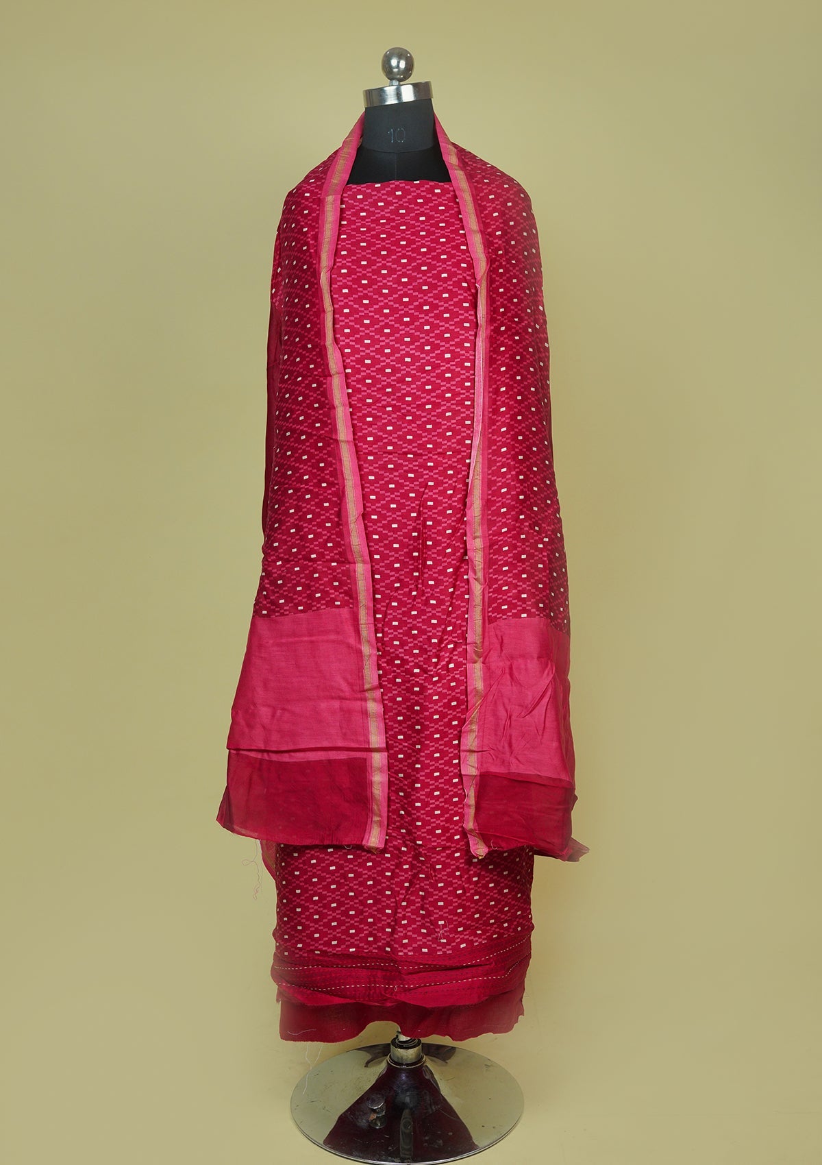 Handwoven Magenta Chanderi Silk Suit Piece
