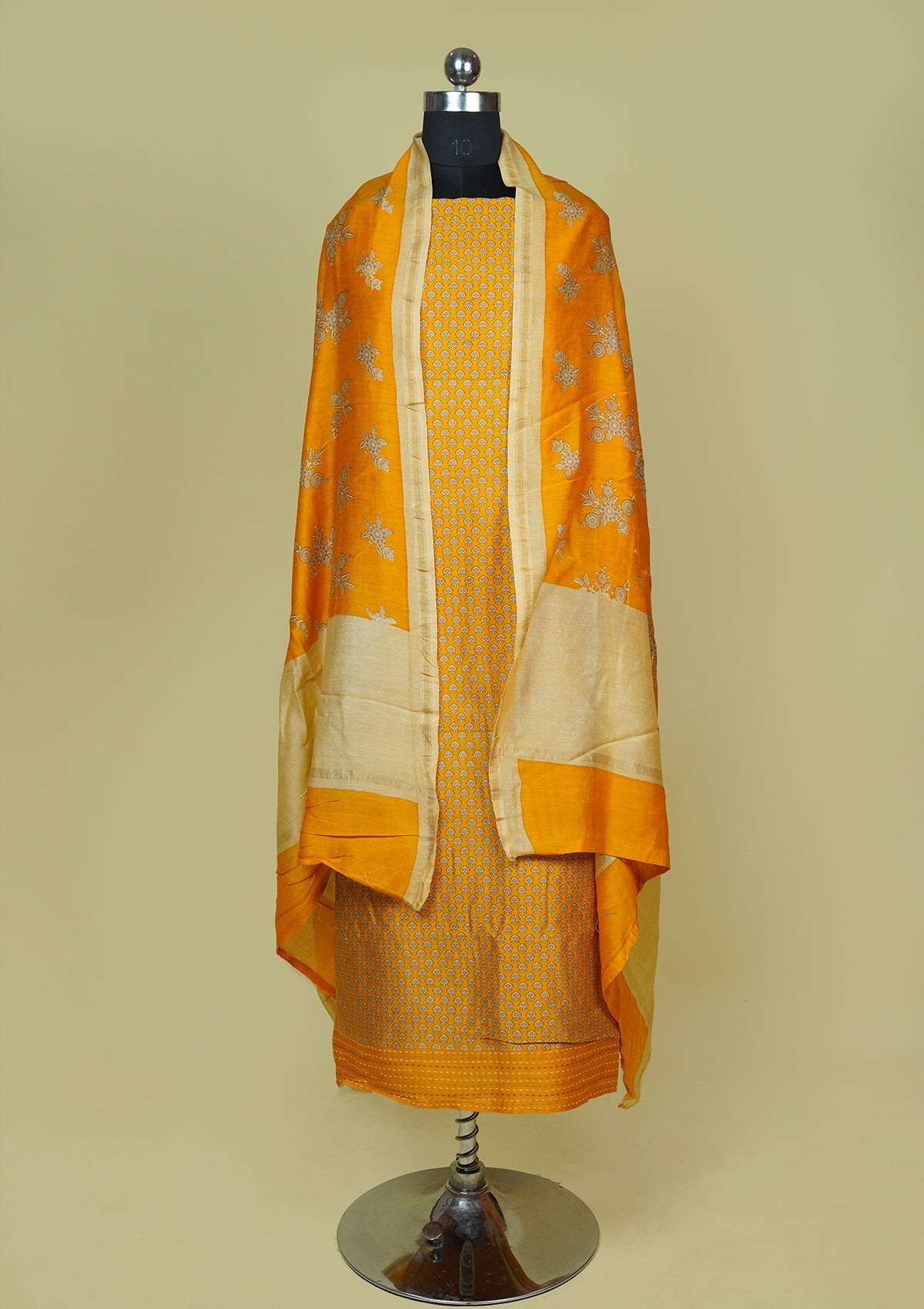 Handwoven Yellow Chanderi Silk Suit Piece