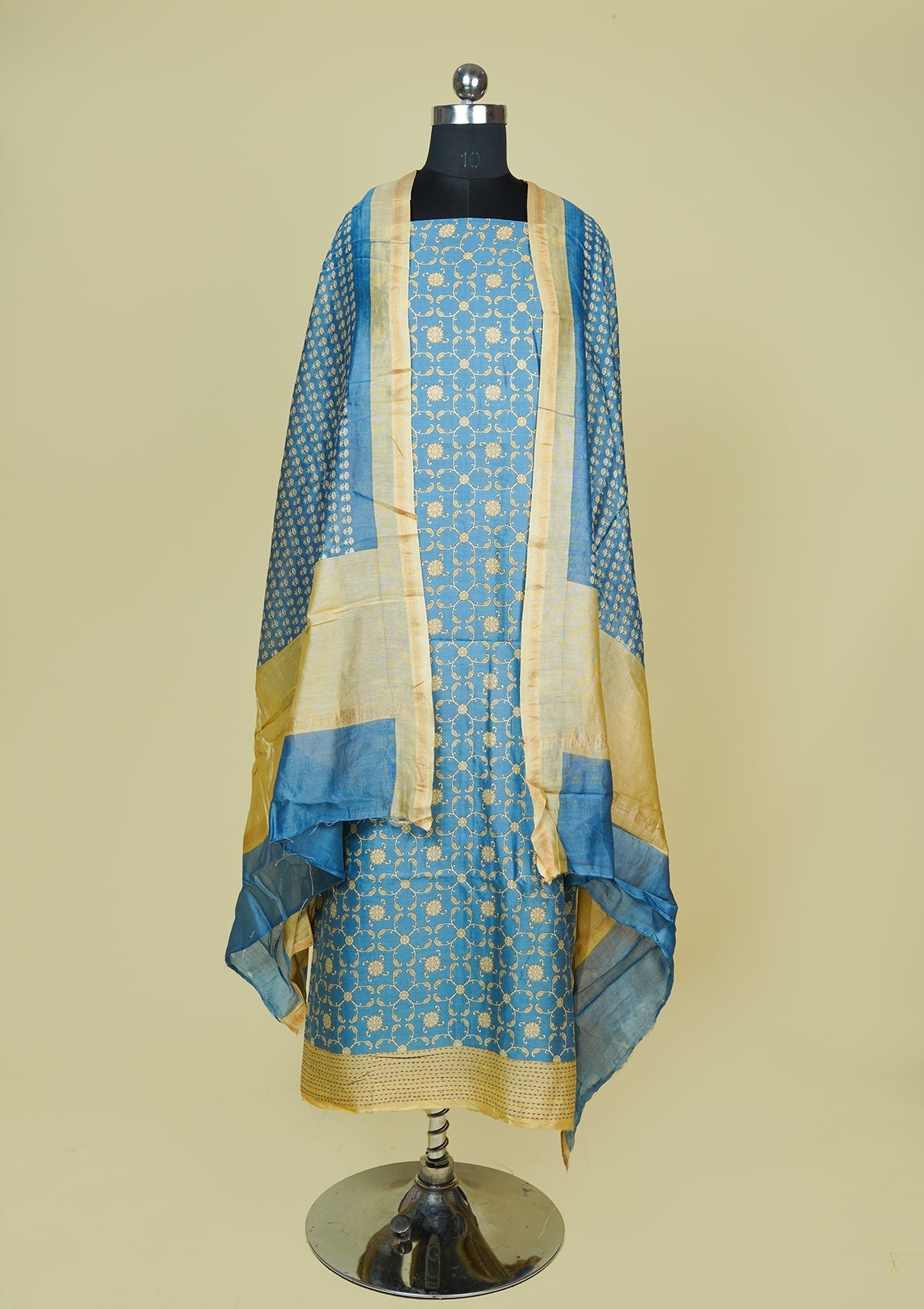 Handwoven Deep Blue Chanderi Silk Suit Piece