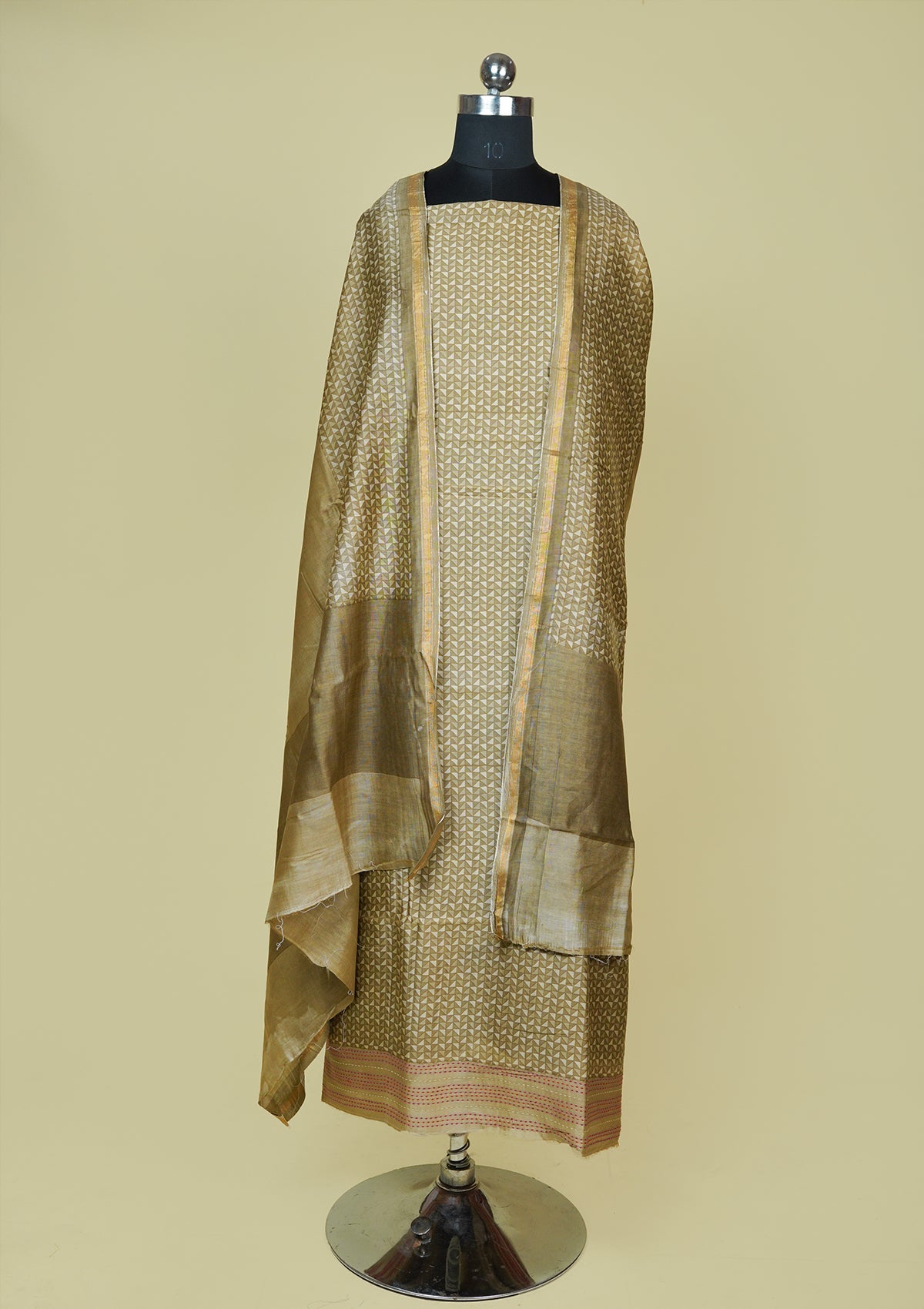 Handwoven Coffee Chanderi Silk Suit Piece