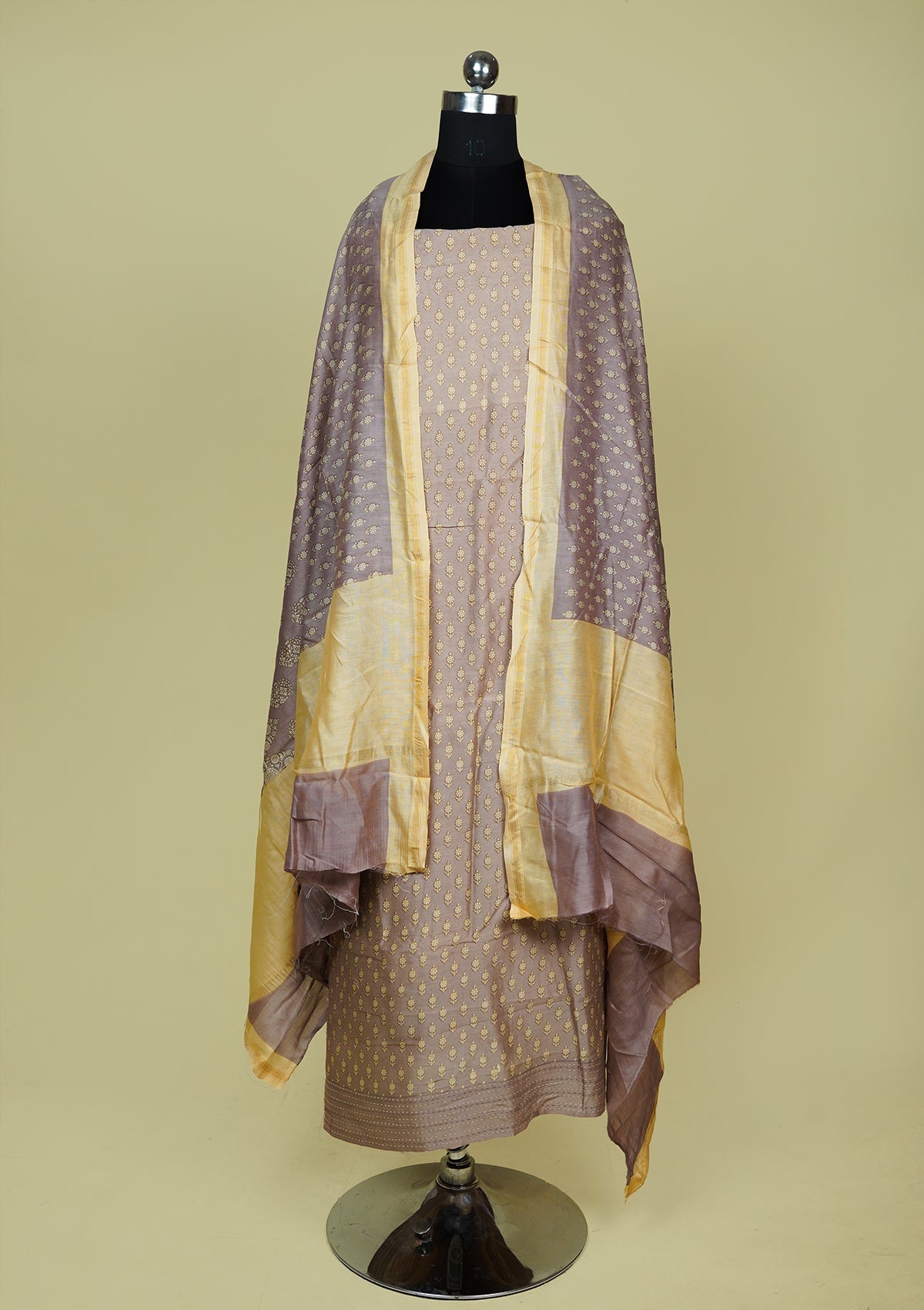 Handwoven Onion Chanderi Silk Suit Piece