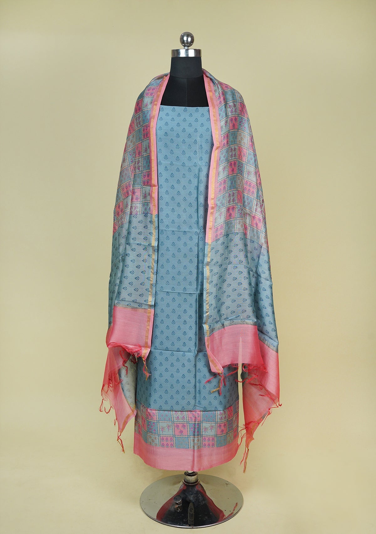 Handwoven Pastel Chanderi Silk Suit Piece