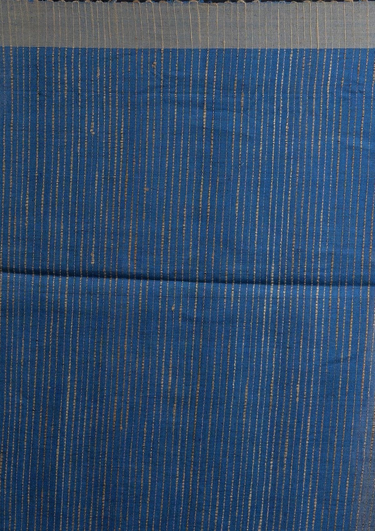 Handwoven Prussian Blue Raw Silk Saree