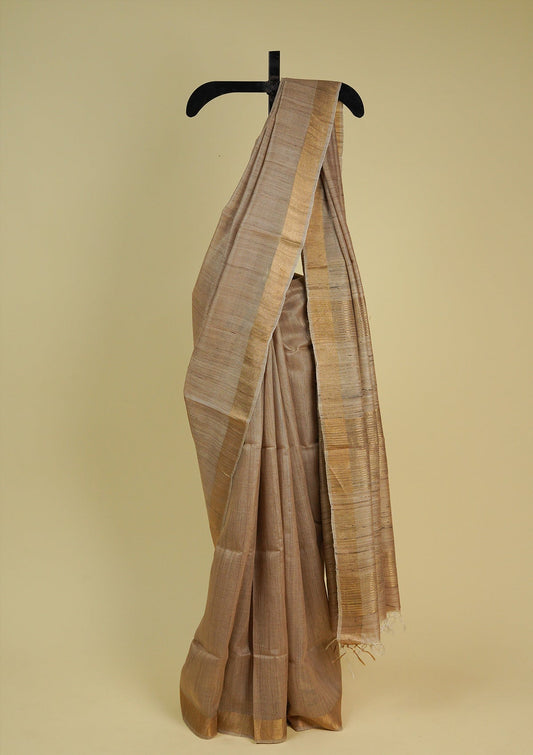 Handwoven Beige Raw Silk Saree