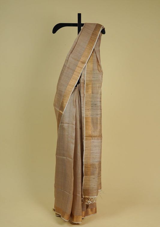 Handwoven Beige Raw Silk Saree