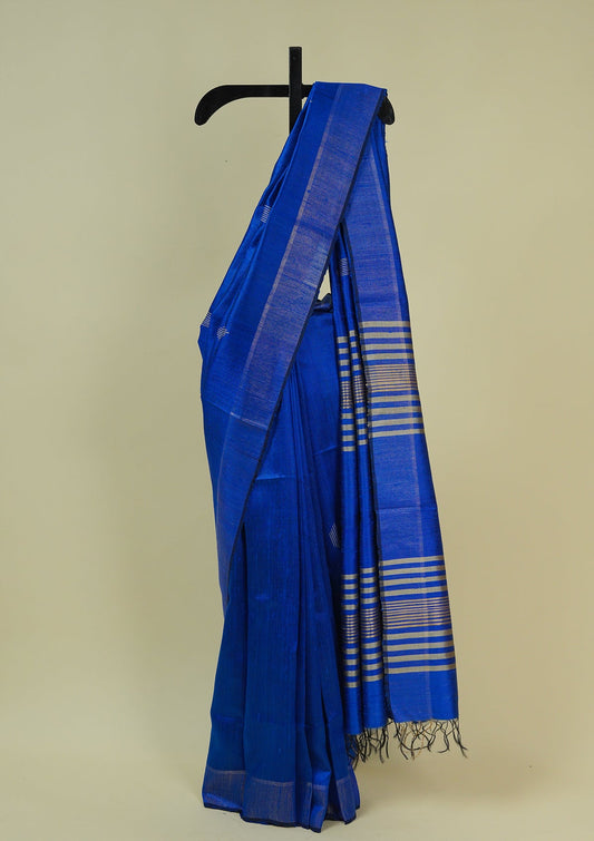 Handwoven Blue Raw Silk Saree