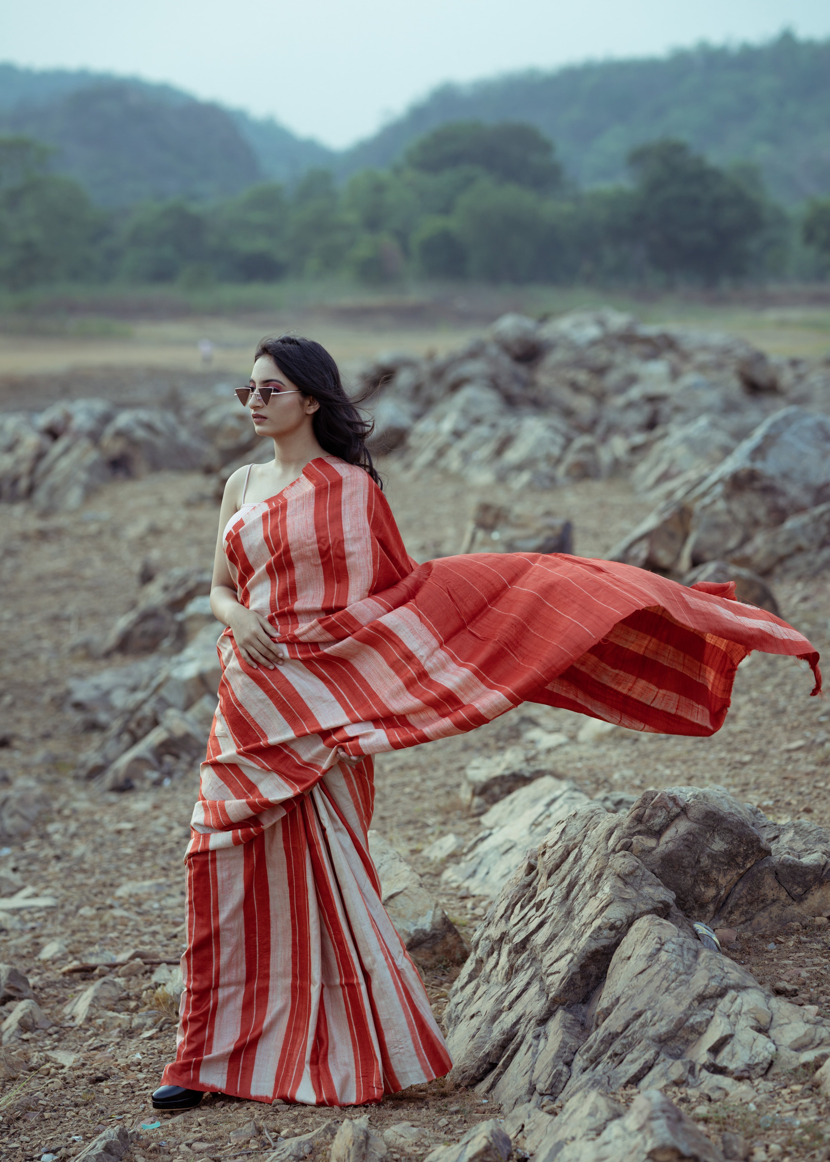 Bhagalpuri Saree With Vertical Stripe Pattern | MRD298