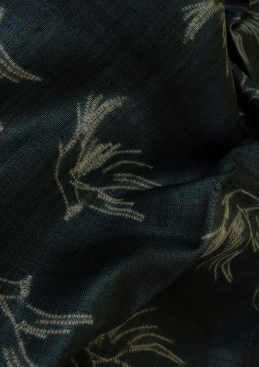 Handwoven Steel Black Shibori Fabric